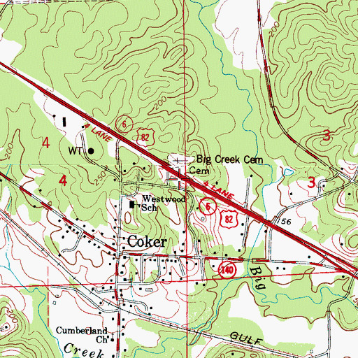 Topographic Map of Fellowship Baptist Church, AL