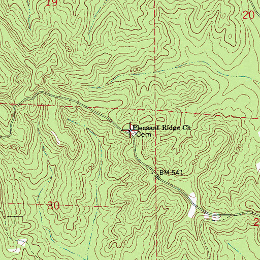 Topographic Map of Pleasant Ridge Baptist Church, AL