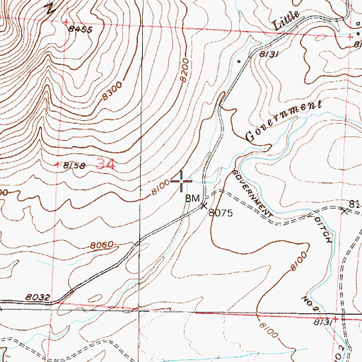 Topographic Map of Little Government Creek, CO