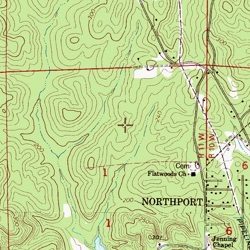 Topographic Map of Saratoga Estates, AL