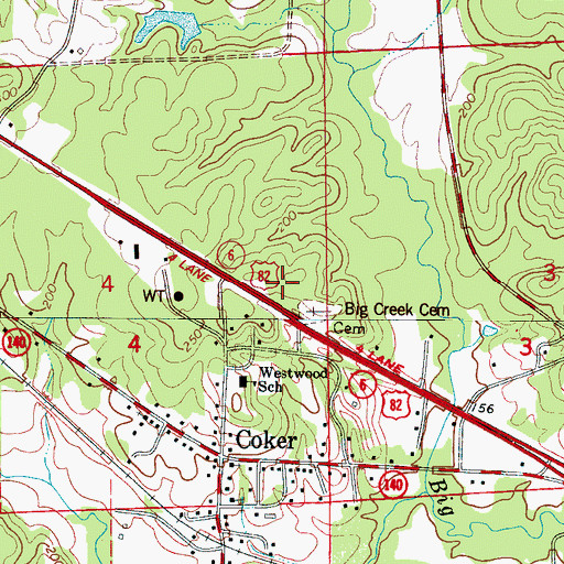 Topographic Map of Westhill, AL
