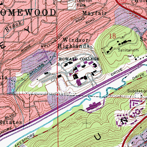 Topographic Map of Beeson Divinity School, AL
