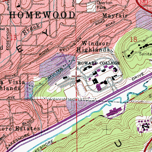 Topographic Map of Dwight and Lucille Beeson Center for the Healing Arts, AL