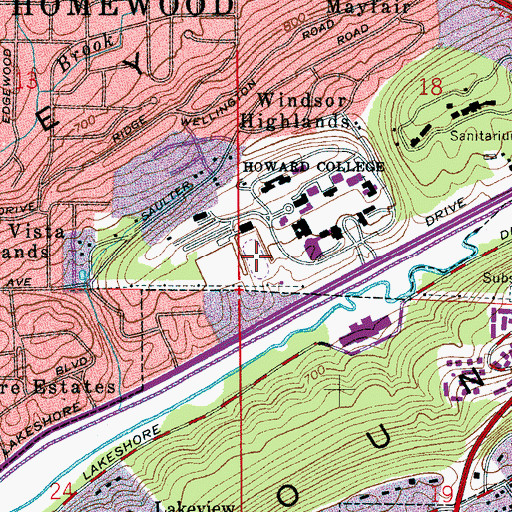 Topographic Map of F Page Seibert Stadium, AL