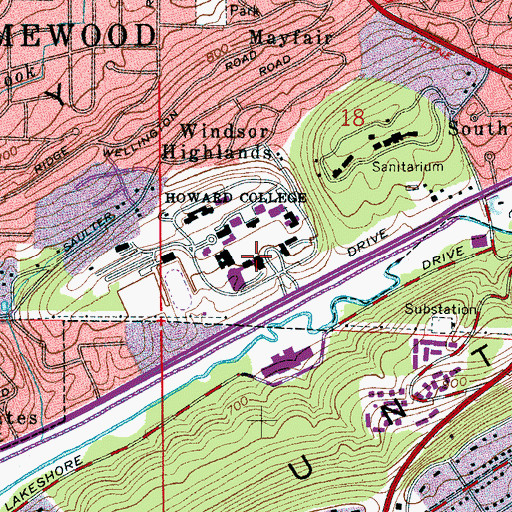 Topographic Map of Frank P Samford Hall, AL