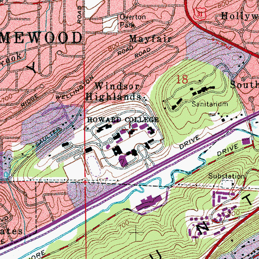 Topographic Map of Harwell G Davis Library, AL