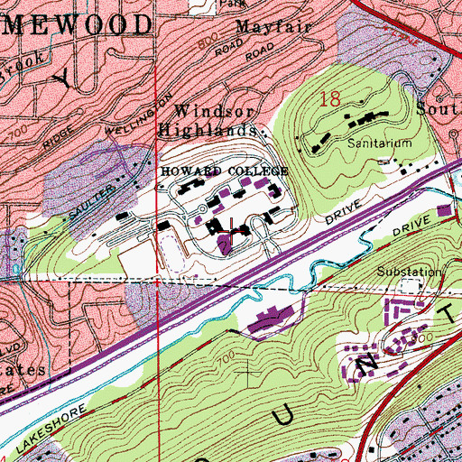 Topographic Map of John H Buchanan Hall, AL