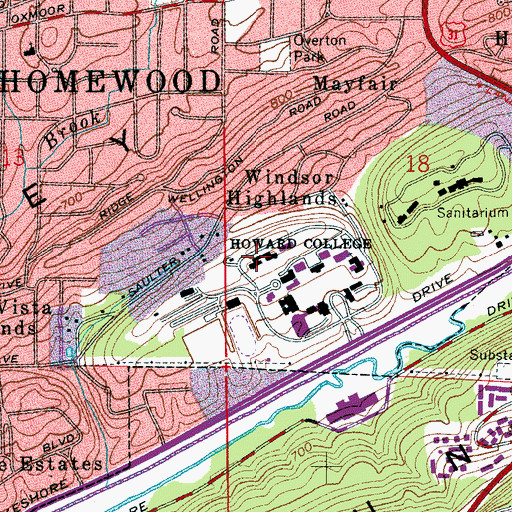 Topographic Map of Lena Vail Davis Hall, AL