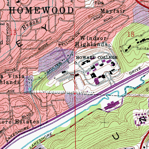 Topographic Map of Leo E Bashinsky Fieldhouse, AL
