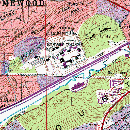 Topographic Map of Leslie Stephen Wright Fine Arts Center, AL