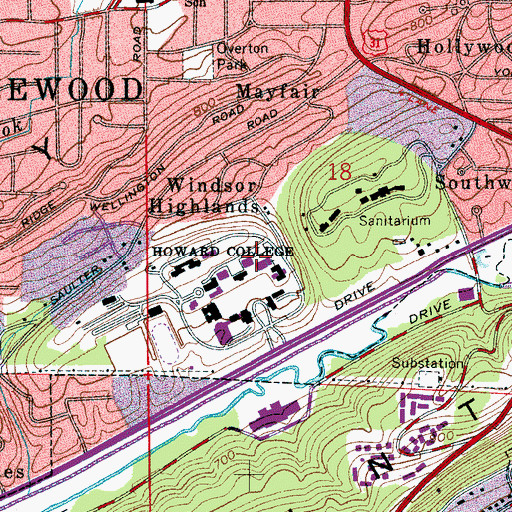 Topographic Map of Lucille Stewart Beeson Law Library, AL