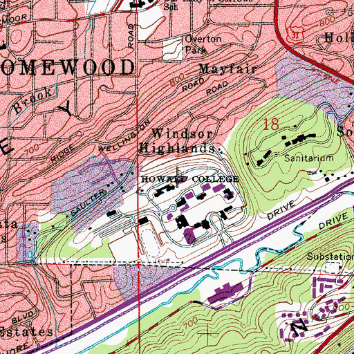 Topographic Map of Mamie Mell Smith Hall, AL