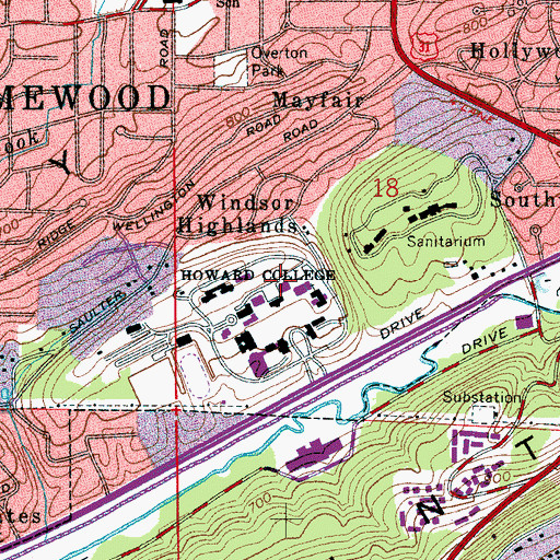 Topographic Map of Memory L Robinson Hall, AL