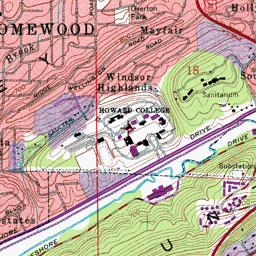 Topographic Map of Ralph W Beeson University Center, AL