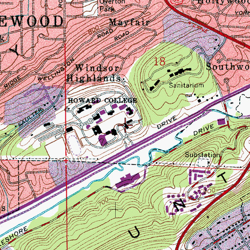Topographic Map of Robert I Ingalls Senior Hall, AL