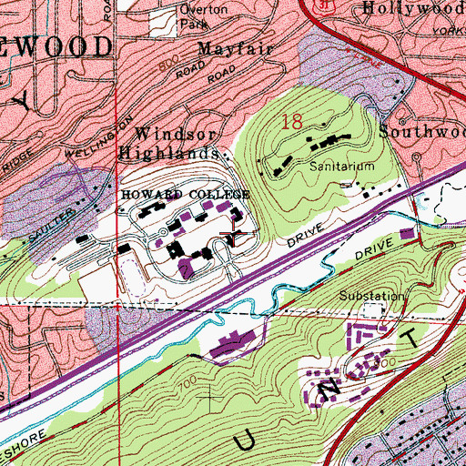 Topographic Map of Thomas D Russell Hall, AL