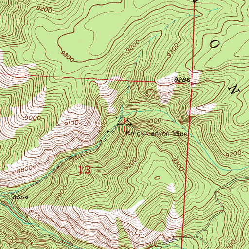 Topographic Map of Kings Canyon Mine, CO