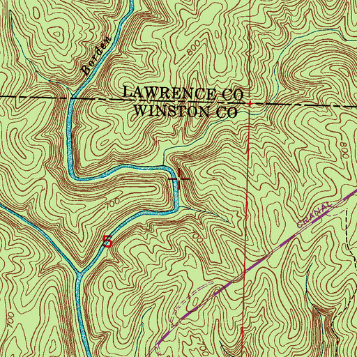 Topographic Map of Borden Creek Trail, AL