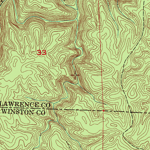 Topographic Map of Parker Cascades, AL