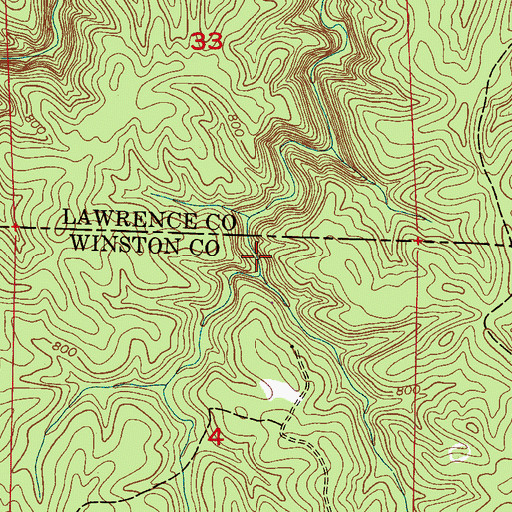 Topographic Map of Parker Falls, AL