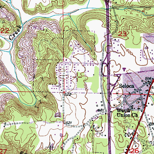 Topographic Map of Cherokee Estates, AL