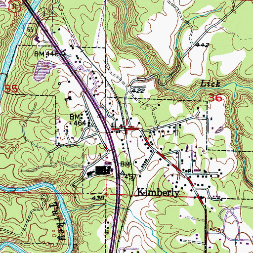 Topographic Map of Kimberly Post Office, AL