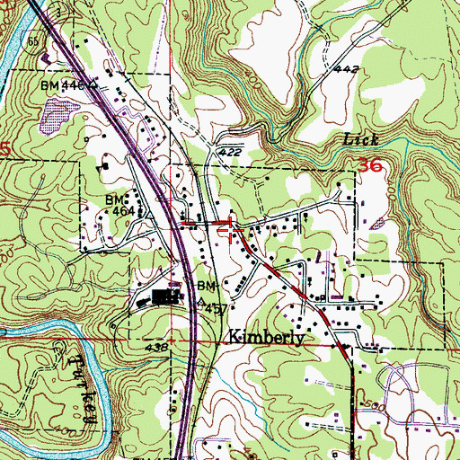 Topographic Map of Kimberly Town Hall, AL