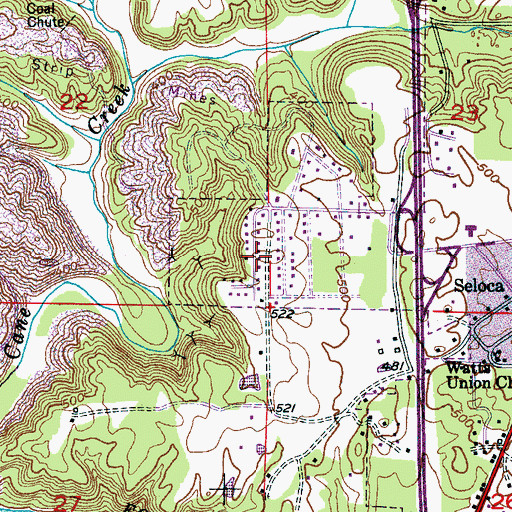 Topographic Map of Parker Hudson Estates, AL