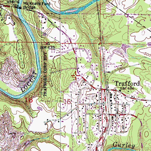 Topographic Map of Trafford Post Office, AL