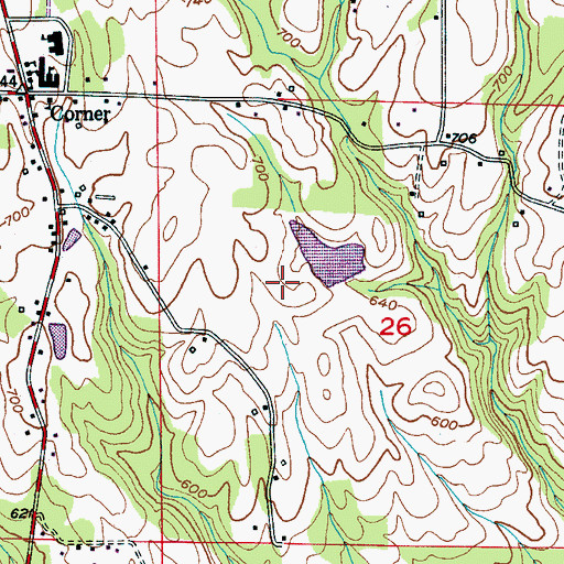 Topographic Map of Willow Grove Estates, AL