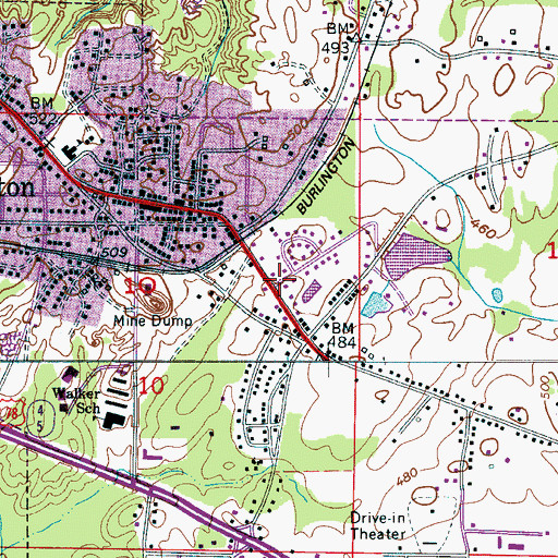 Topographic Map of Sumiton Post Office, AL