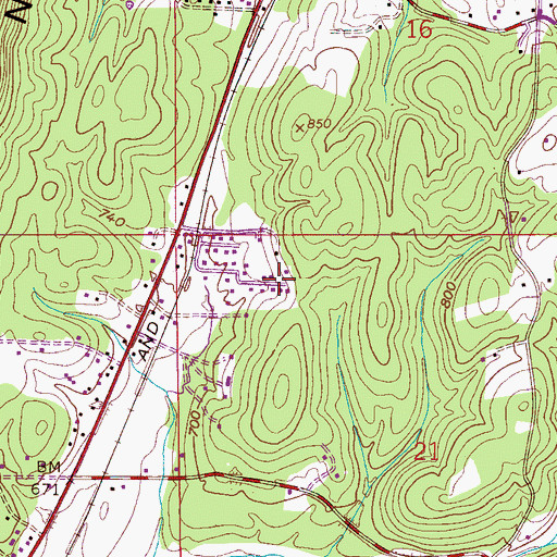 Topographic Map of Carriage Hills, AL