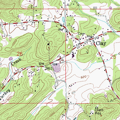 Topographic Map of Clay Post Office, AL