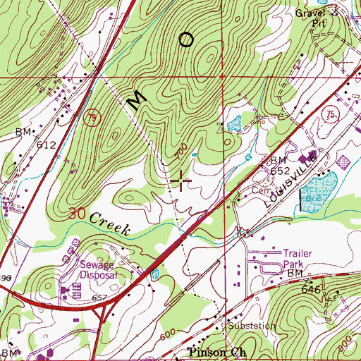 Topographic Map of Fitzgerald Estates, AL