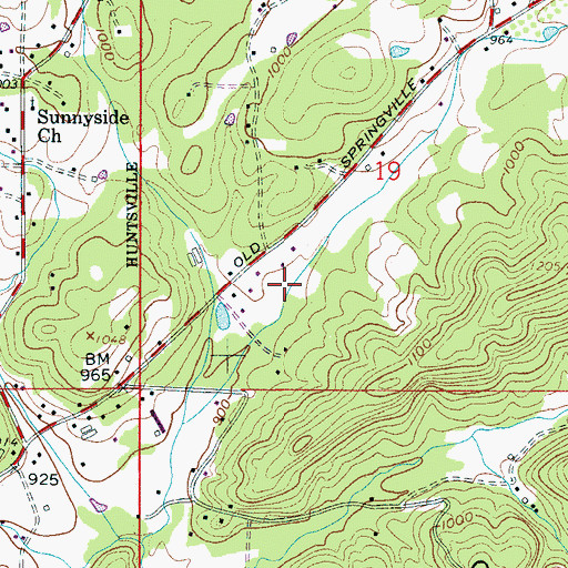 Topographic Map of Near Acres Estates, AL