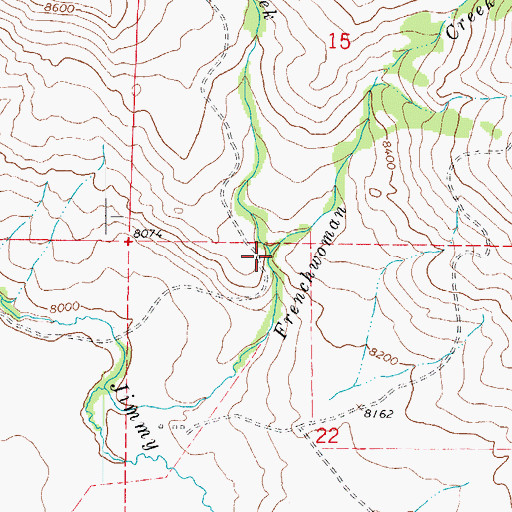 Topographic Map of Bluebell Creek, CO