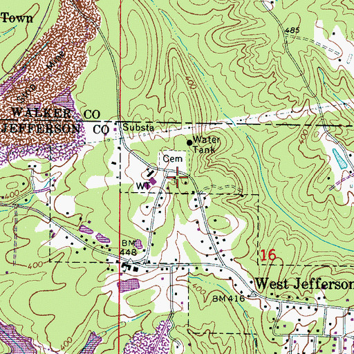 Topographic Map of West Jefferson Baptist Church, AL