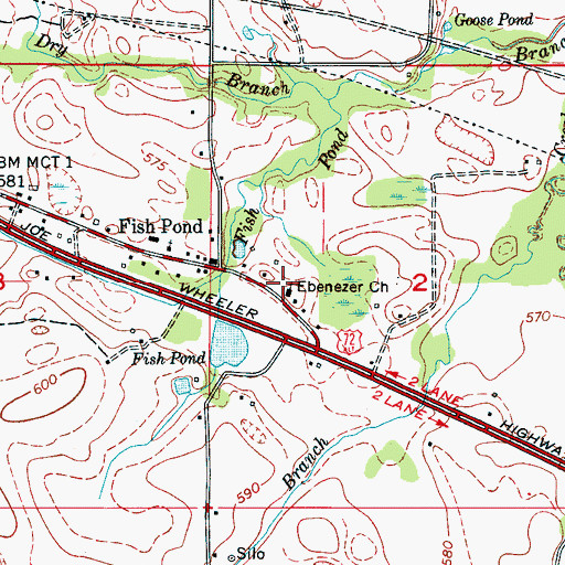 Topographic Map of Ebenezer School (historical), AL