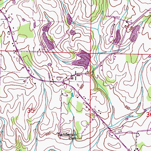 Topographic Map of Okalona Church (historical), AL