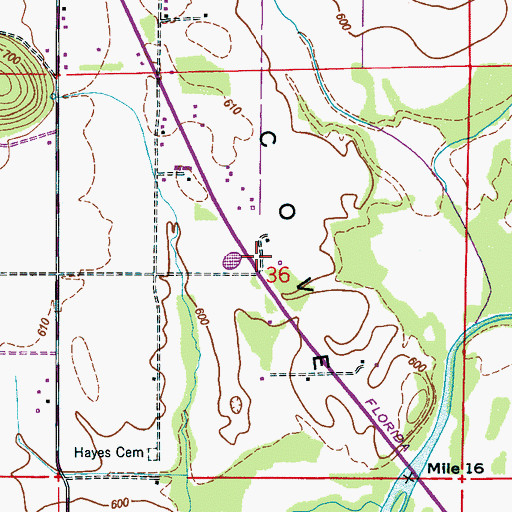 Topographic Map of Hayes Chapel School (historical), AL