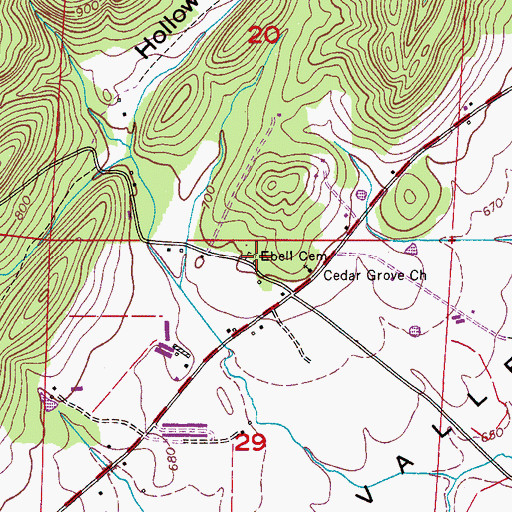 Topographic Map of Ebell Church (historical), AL