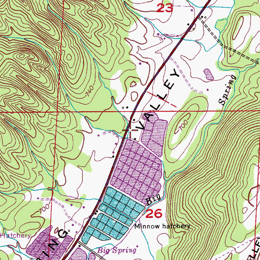 Topographic Map of Big Spring Valley School (historical), AL