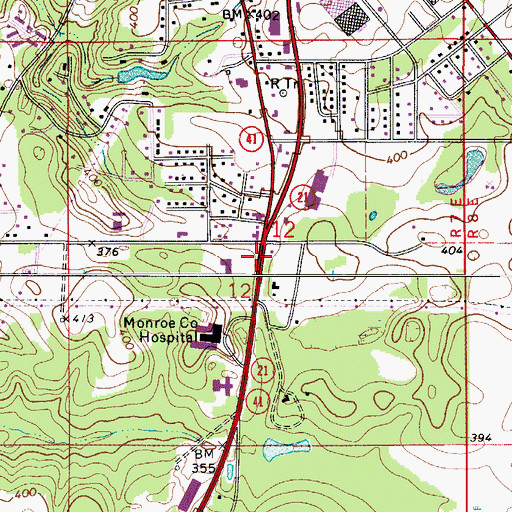 Topographic Map of Monroe Square Shopping Center, AL