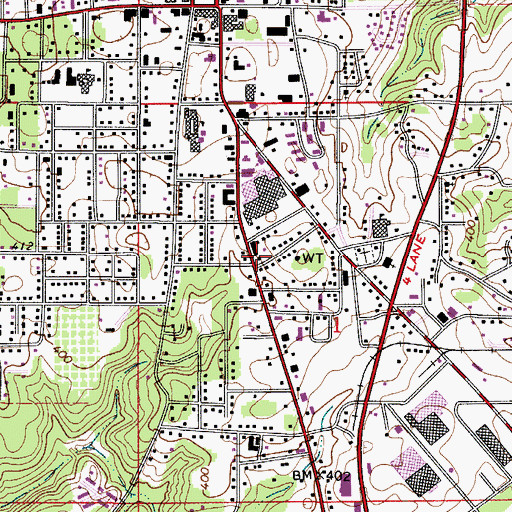 Topographic Map of Monroeville Church of the Nazarene, AL