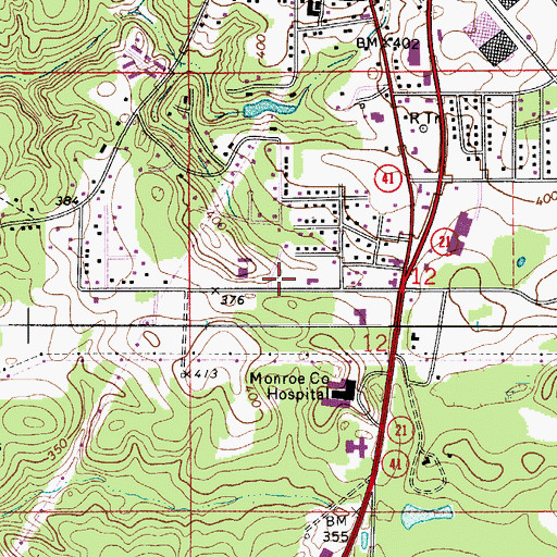 Topographic Map of Monroeville Fire Rescue Station 2, AL