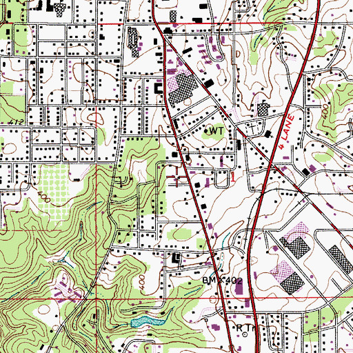 Topographic Map of Monroeville Plaza Shopping Center, AL