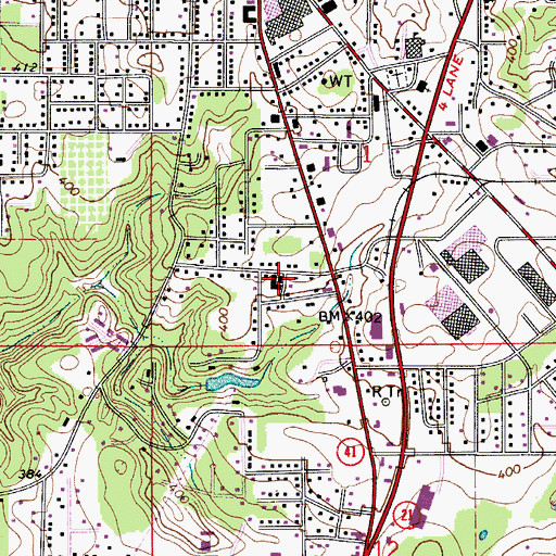Topographic Map of Southside Baptist Church, AL