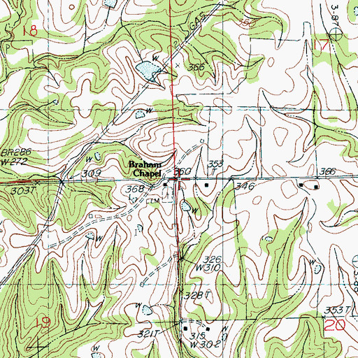 Topographic Map of Browns School (historical), MS