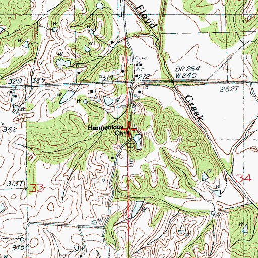 Topographic Map of Harmonious School (historical), MS
