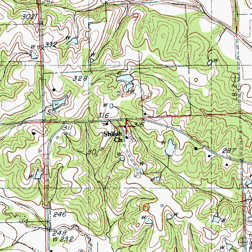 Topographic Map of Shiloh School (historical), MS